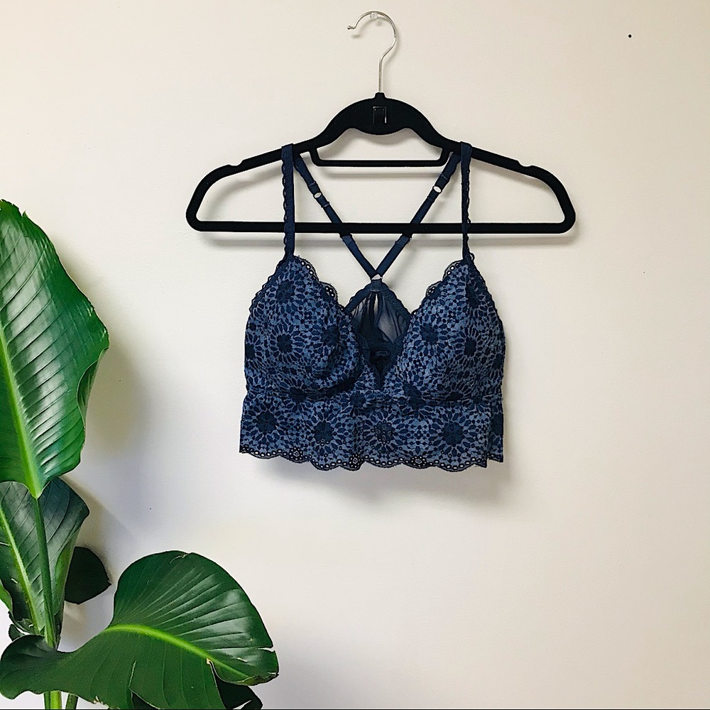 Aerie Navy Blue Razor Back Large Bralette